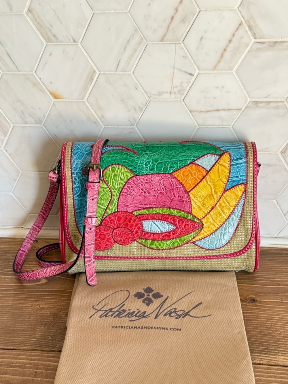 Patricia Nash Luisa Patchwork Croco Fruit multiway bag